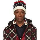 Gucci Navy and Red Knit GG Beanie