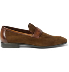 Berluti - Lorenzo Leather-Trimmed Suede Loafers - Men - Brown