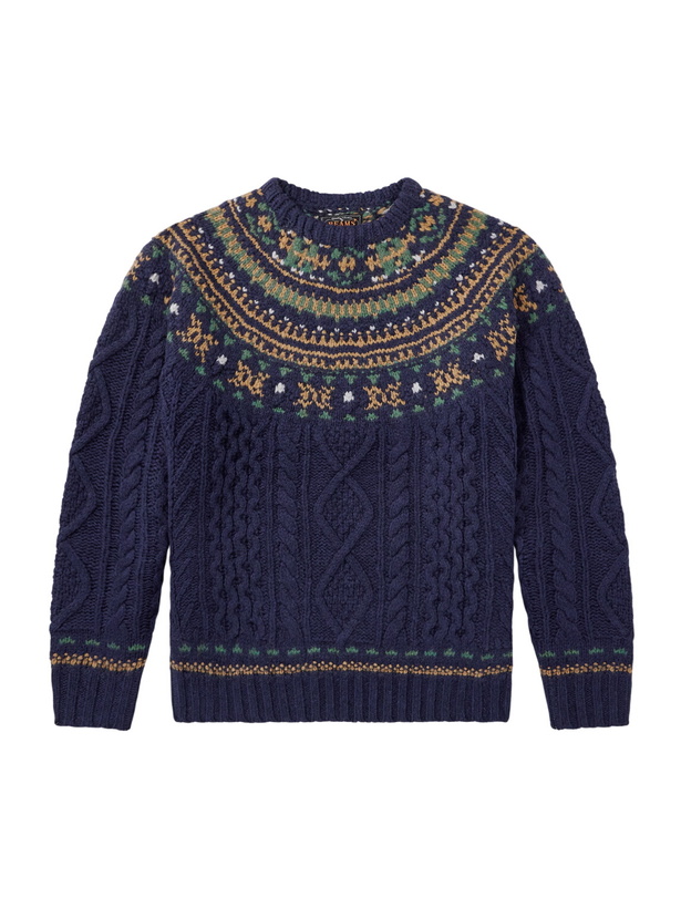 Photo: Beams Plus - Cable-Knit Wool Sweater - Blue