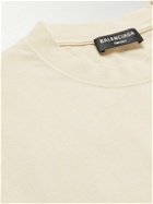 Balenciaga - BB Paris Logo-Embroidered Organic Cotton-Jersey T-Shirt - Neutrals