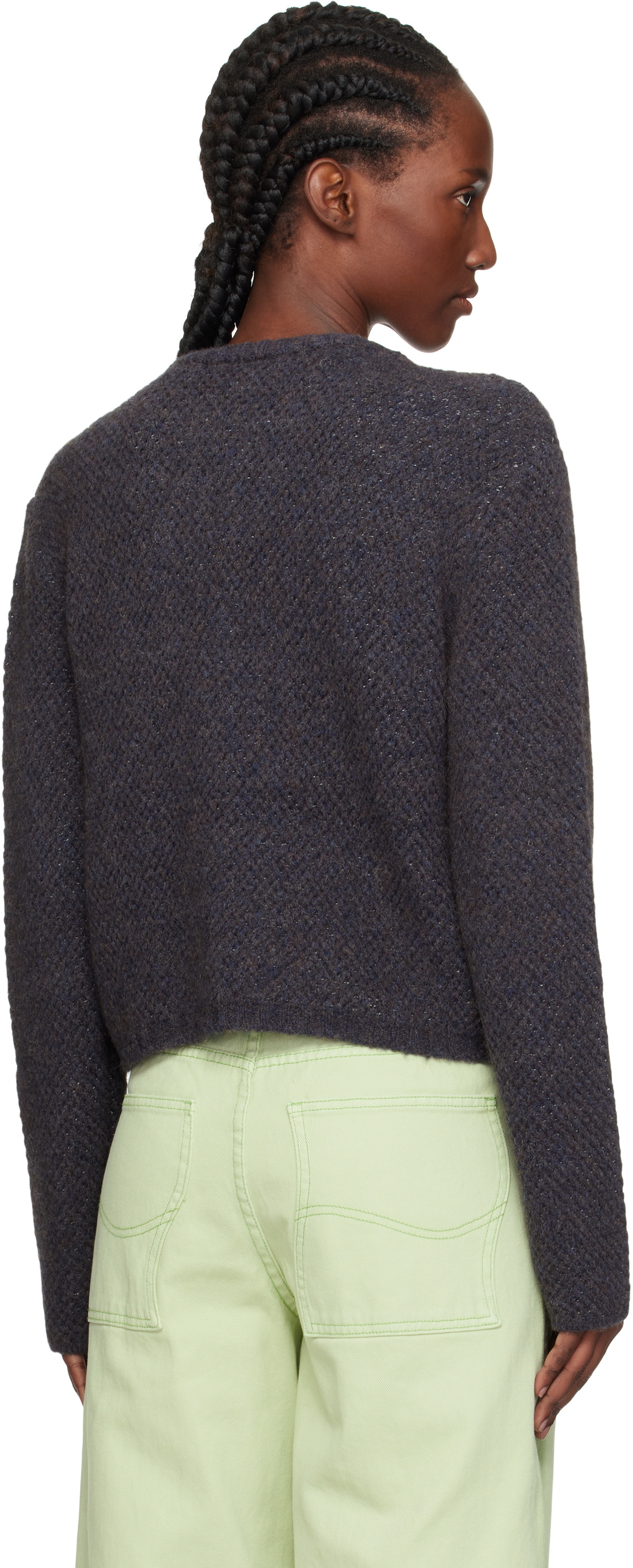 Eckhaus Latta Gray Yak Snap Cardigan