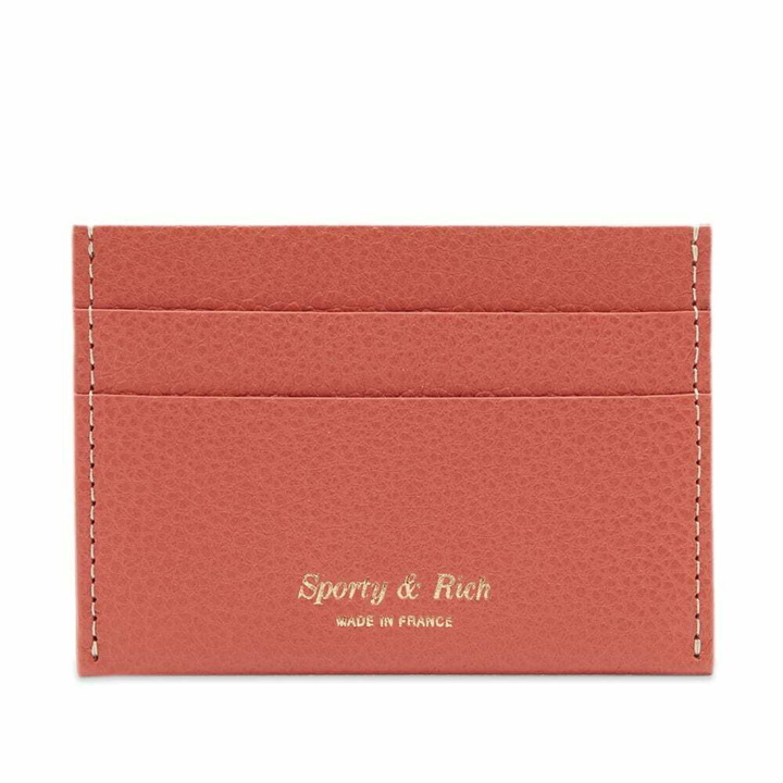 Photo: Sporty & Rich Grained Leather Card Holder in Coral