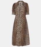 Ganni Leopard-print cotton poplin midi dress