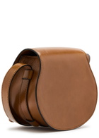 Chloe - Women's Brown Marcie Small Glossed Leather Saddle Bag - Ring Fastening & Adjustable Shoulder Strap - One Size