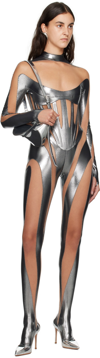 Mugler Silver Iconic Jumpsuit