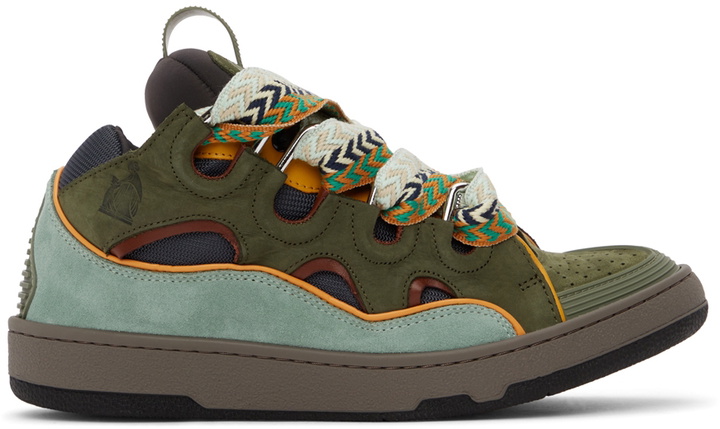 Photo: Lanvin Green Leather Curb Sneakers