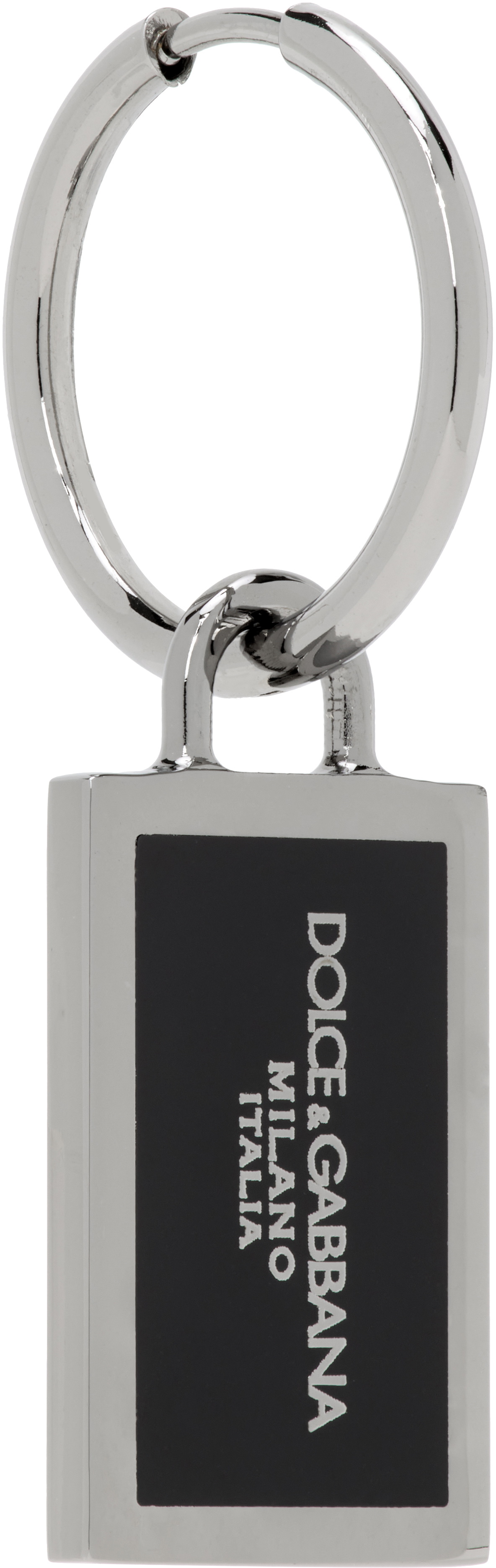 Dolce&Gabbana Gunmetal Logo Plaque Single Earring