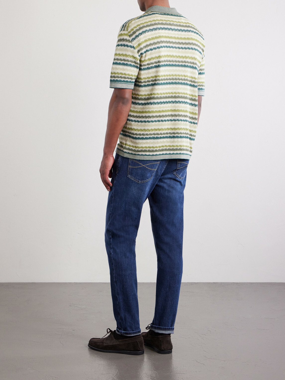 PIACENZA 1733 - Striped Silk and Linen-Blend Polo Shirt - Green