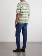 PIACENZA 1733 - Striped Silk and Linen-Blend Polo Shirt - Green