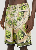 Versace - Mask Silk Shorts in Beige