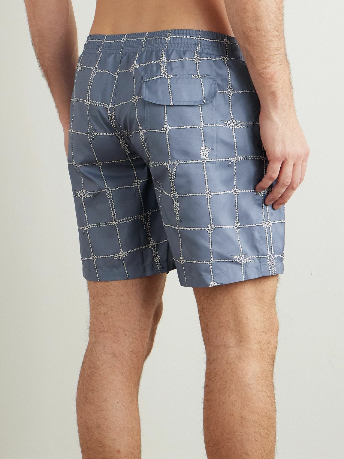 Brioni - Straight-Leg Long-Length Checked Swim Shorts - Blue