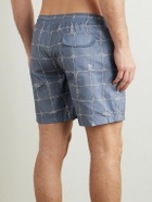 Brioni - Straight-Leg Long-Length Checked Swim Shorts - Blue