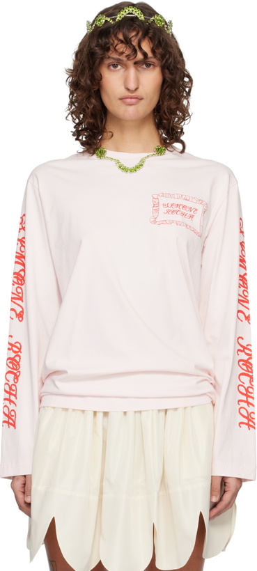 Photo: Simone Rocha Pink Pillowcase Logo Print Long Sleeve T-shirt