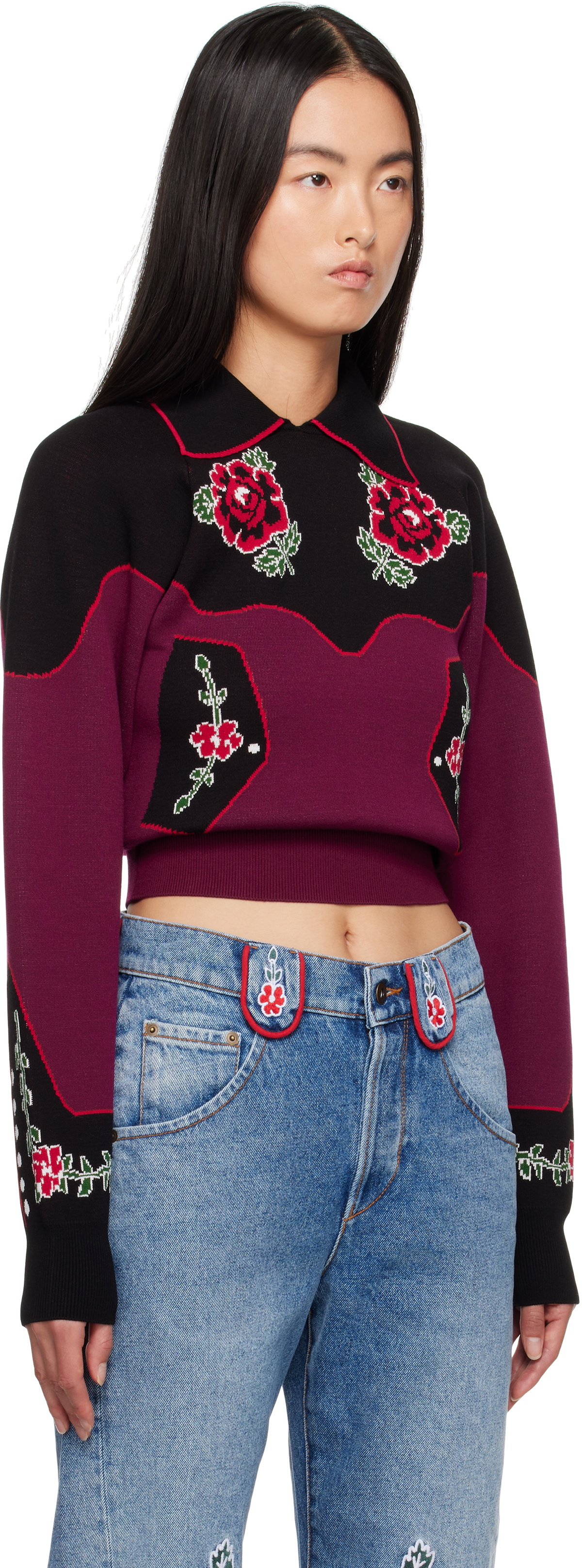 Molly Goddard Burgundy & Black Natasha Sweater