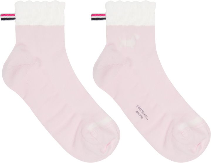 Photo: Thom Browne Pink Pointelle Stitch Hector Crew Socks