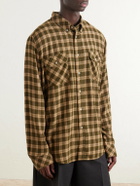 Wales Bonner - Canopy Button-Down Logo-Embroidered Checked Cotton Shirt - Yellow