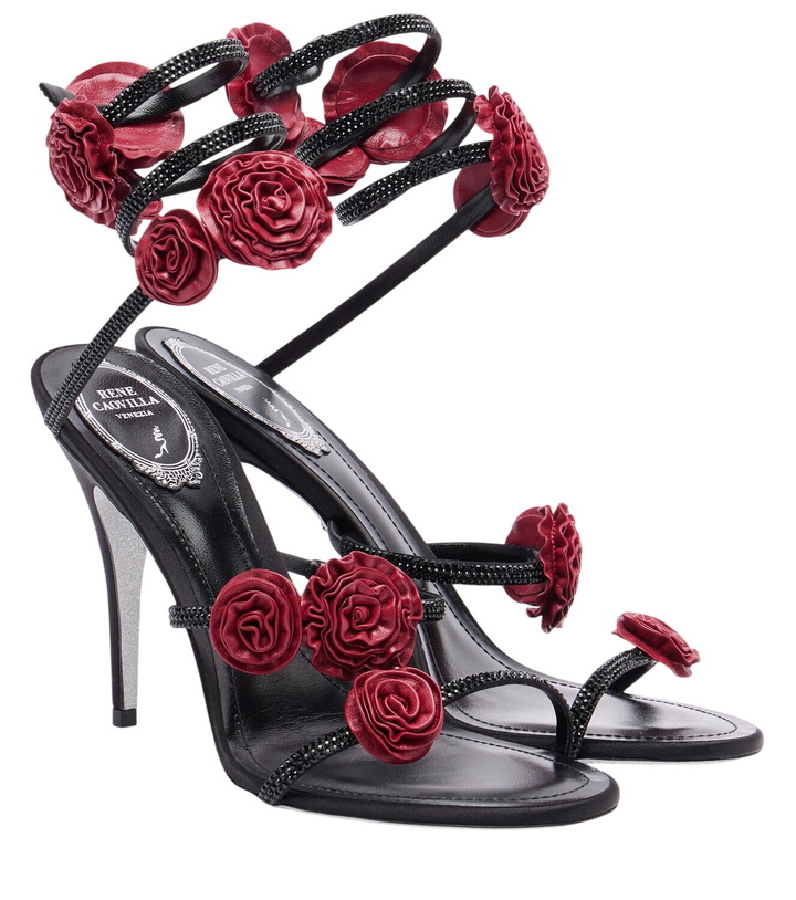 Photo: Rene Caovilla Cleo floral-appliqué satin sandals