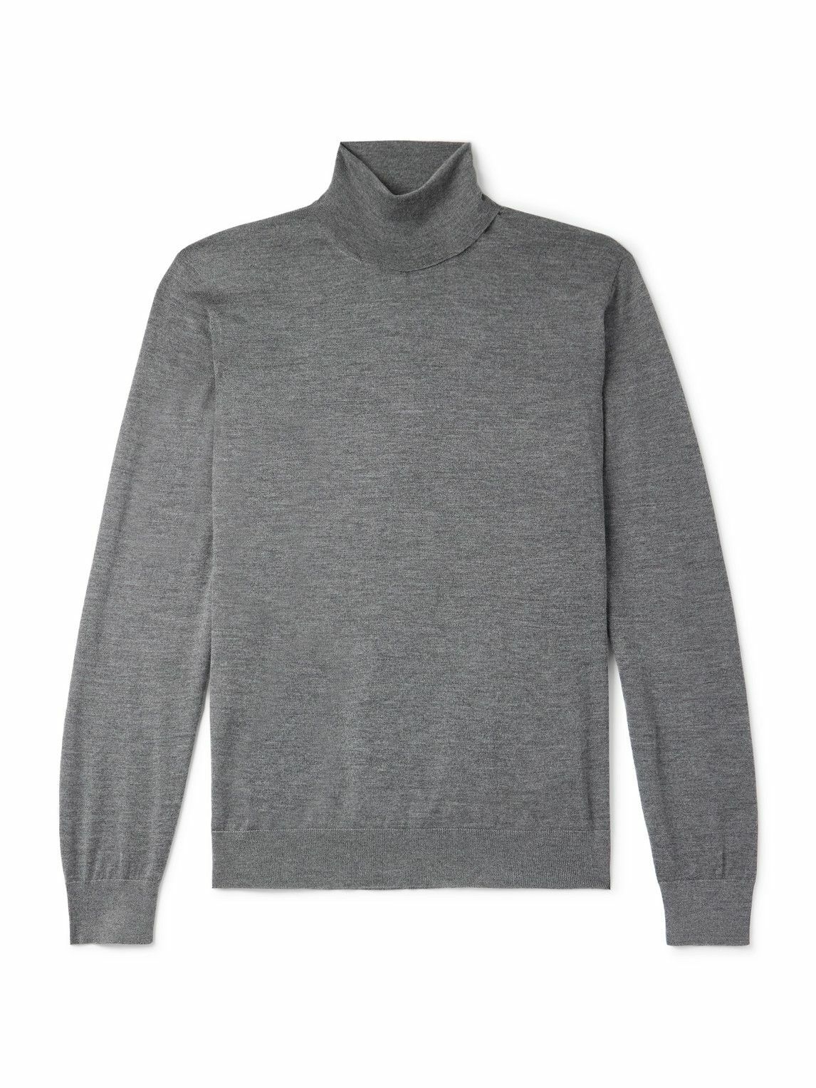 Zegna - Cashmere and Silk-Blend Rollneck Sweater - Gray