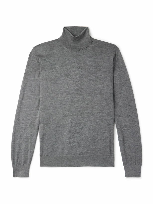 Photo: Zegna - Cashmere and Silk-Blend Rollneck Sweater - Gray