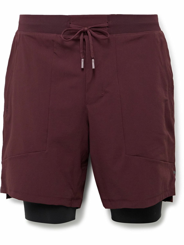 Photo: Lululemon - License to Train Tapered Stretch Recycled-Shell Drawstring Shorts - Burgundy