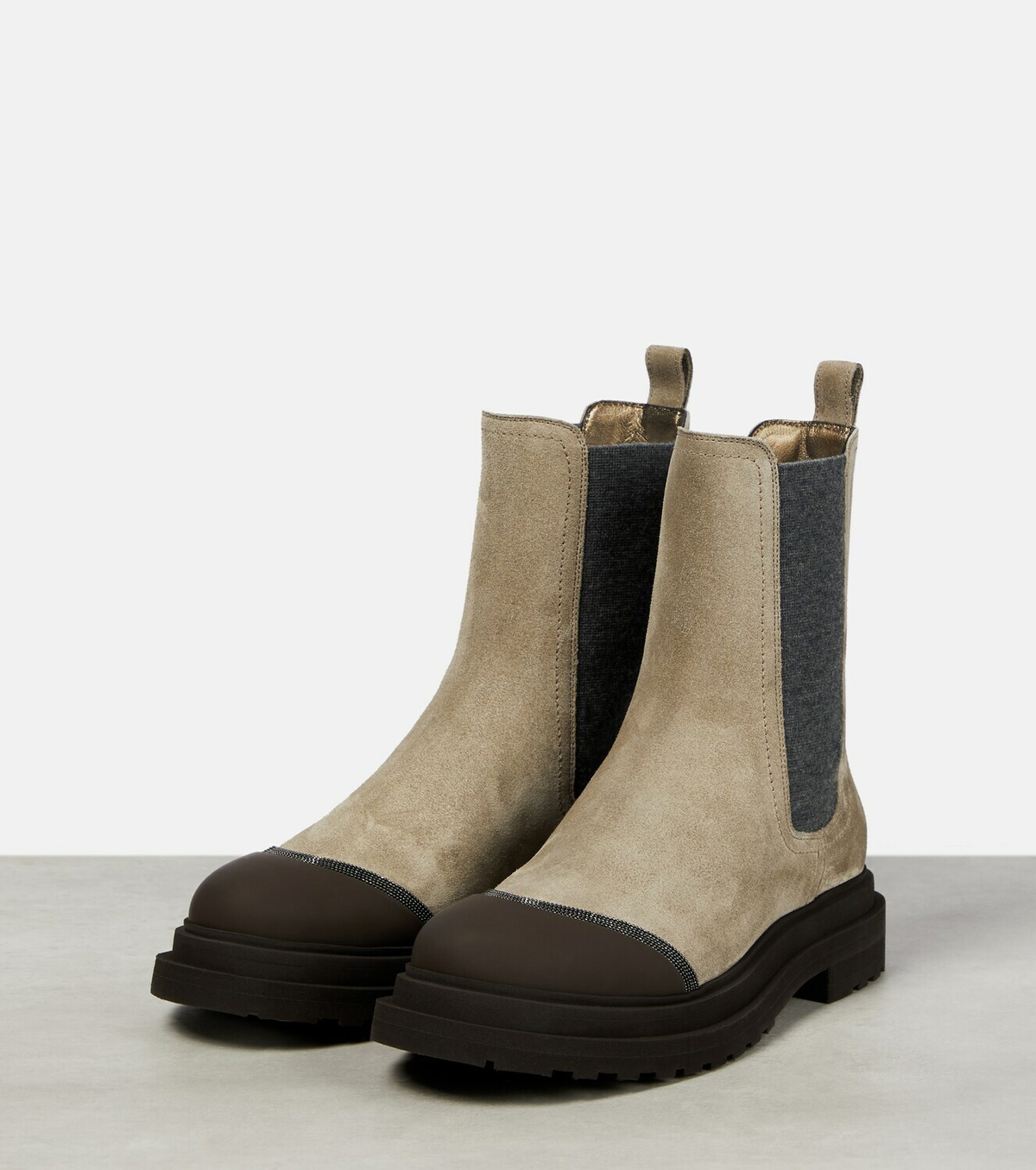 Brunello Cucinelli Embellished suede ankle boots
