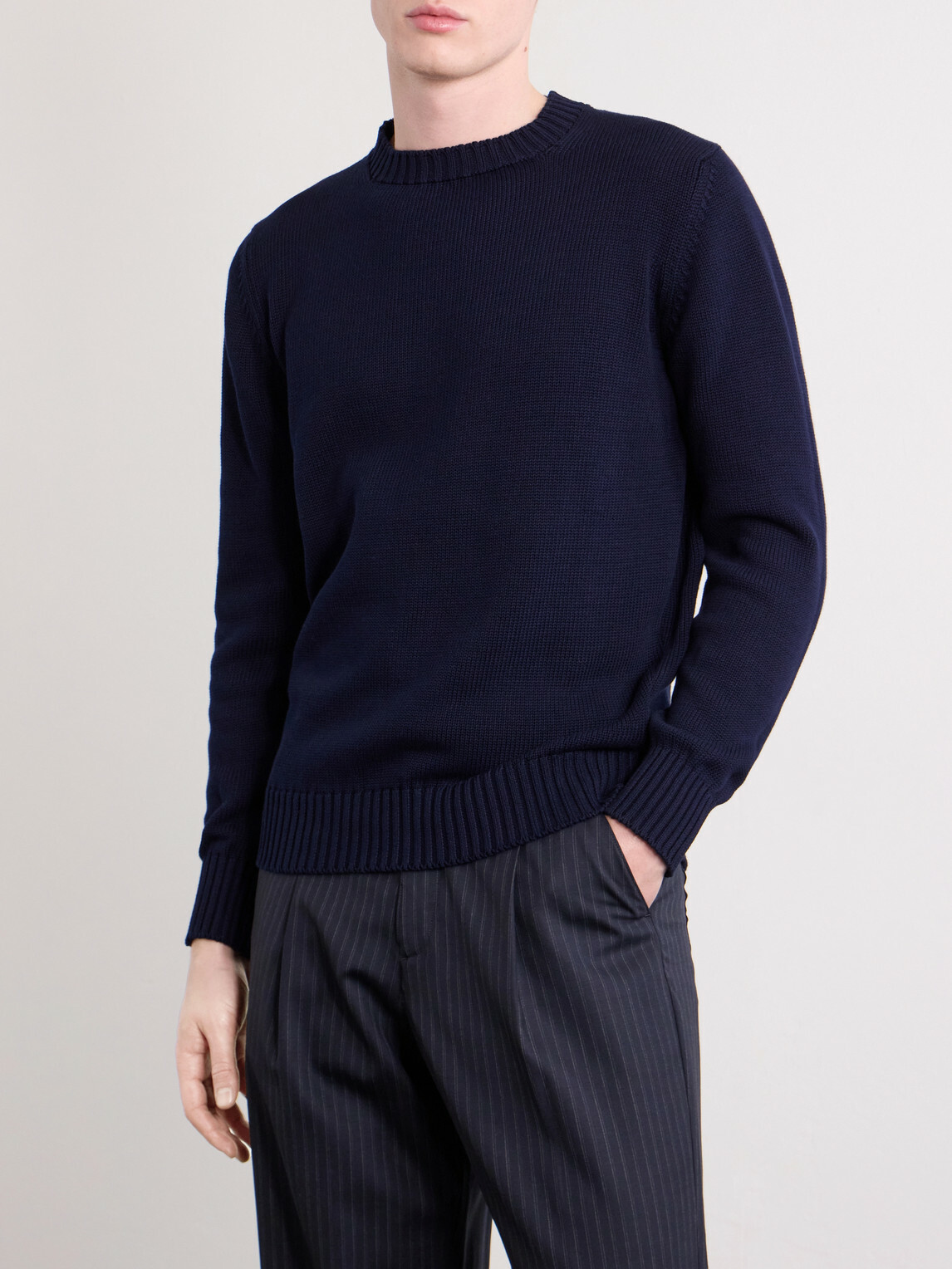 William Lockie - Knitted Cotton Sweater - Blue