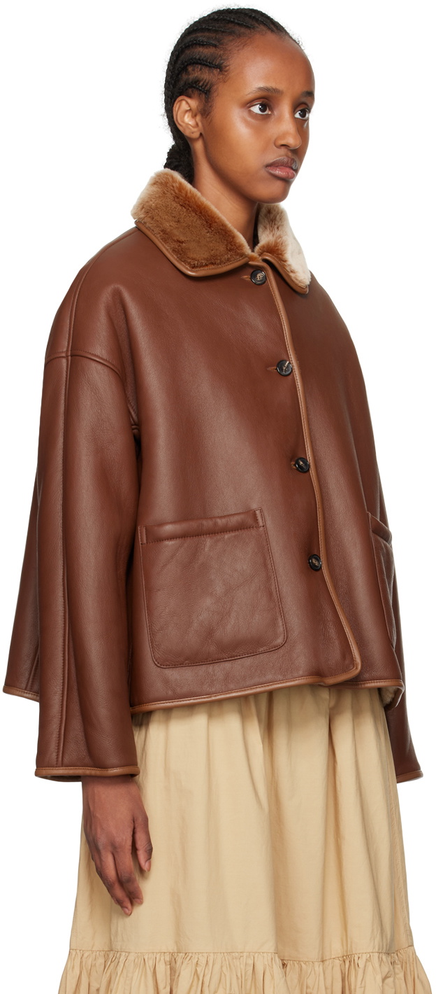 Cawley Brown & Tan Avis Reversible Shearling Jacket Cawley