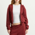 SKIMS Women's Cotton Fleece Classic Zip Up Hoodie in Merlot