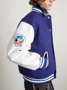 SAINT MXXXXXX - SEGA Wool-Blend and Leather Varsity Jacket - Blue