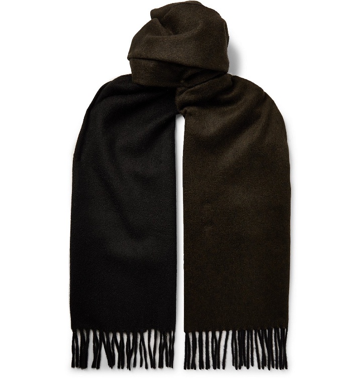 Photo: TOM FORD - Fringed Two-Tone Double-Faced Cashmere Scarf - Green