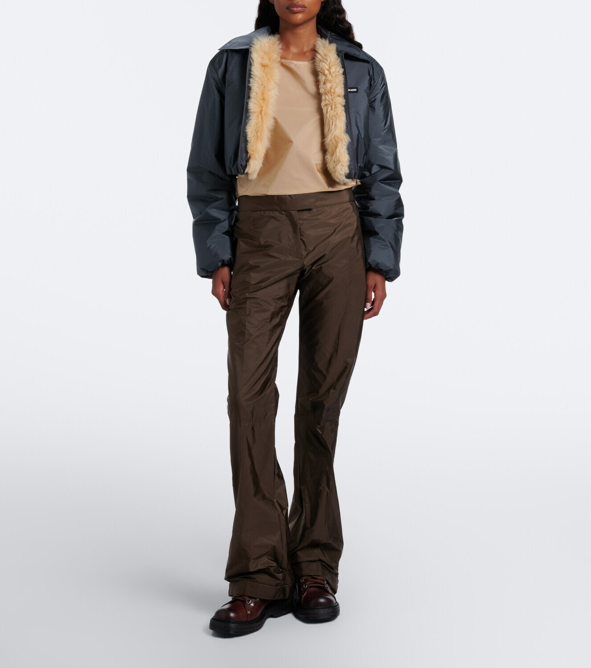 Miu Miu Cropped shearling-lined blouson jacket