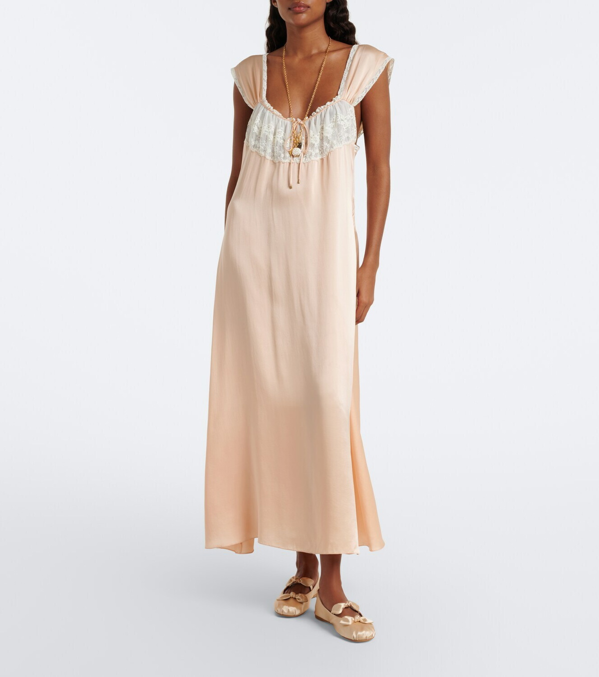 Chloé Penny bow-detail satin ballet flats