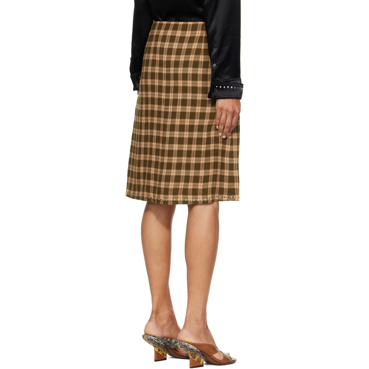 Wales Bonner Khaki Cosmic Midi Skirt