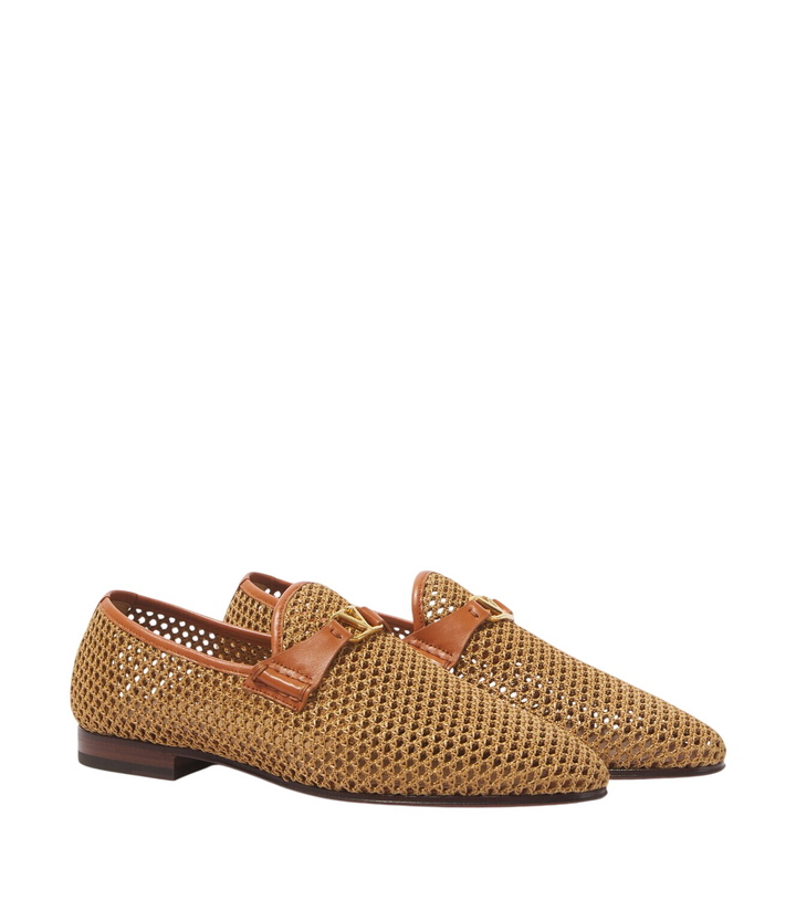 Photo: Valentino Garavani Wolfe VLogo leather-trimmed raffia loafers
