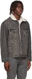 Levi's Black Denim Sherpa Trucker Jacket