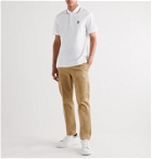 Burberry - Logo-Embroidered Contrast-Tipped Cotton-Piqué Polo Shirt - White