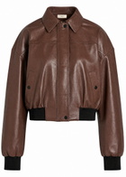 Skiim Sarah Leather Bomber Jacket Dark Brown