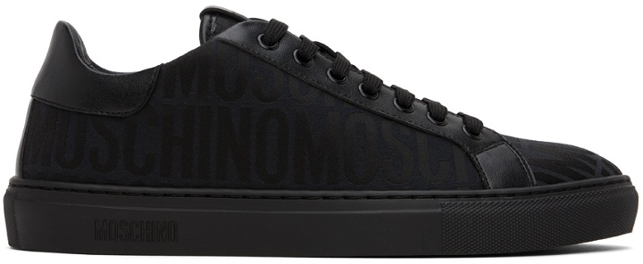 Photo: Moschino Black Allover Logo Sneakers