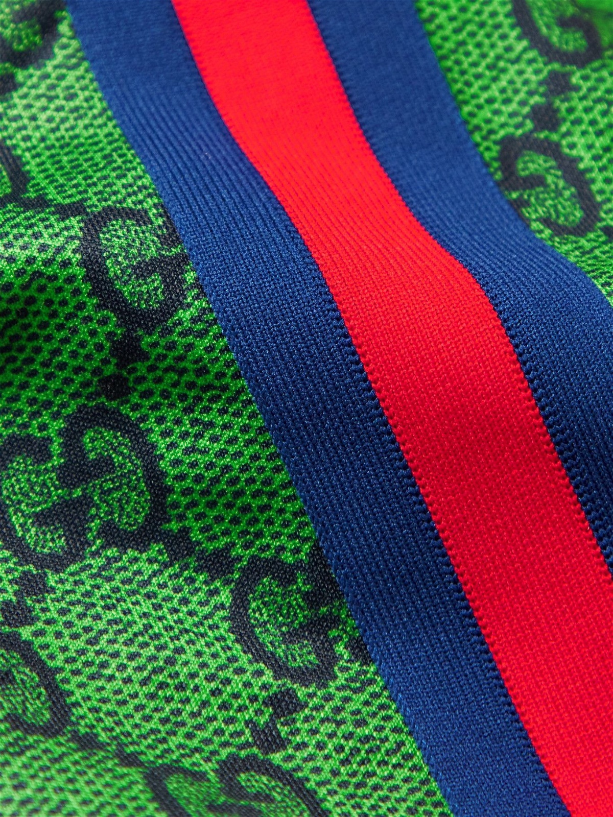 GUCCI - Striped Webbing-Trimmed Monogrammed Tech-Jersey Track