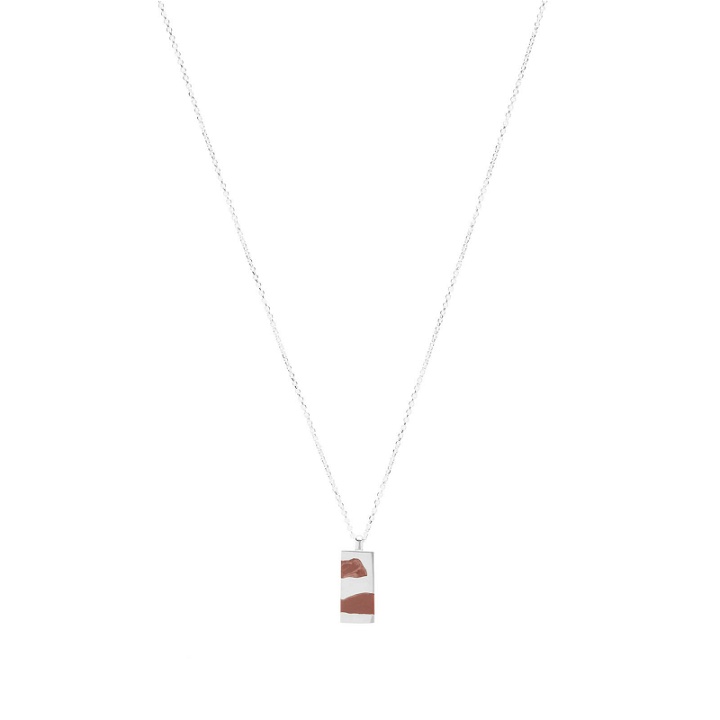 Photo: Ellie Mercer Men's Two Piece Cuboid Pendant Necklace in Silver/Brown 