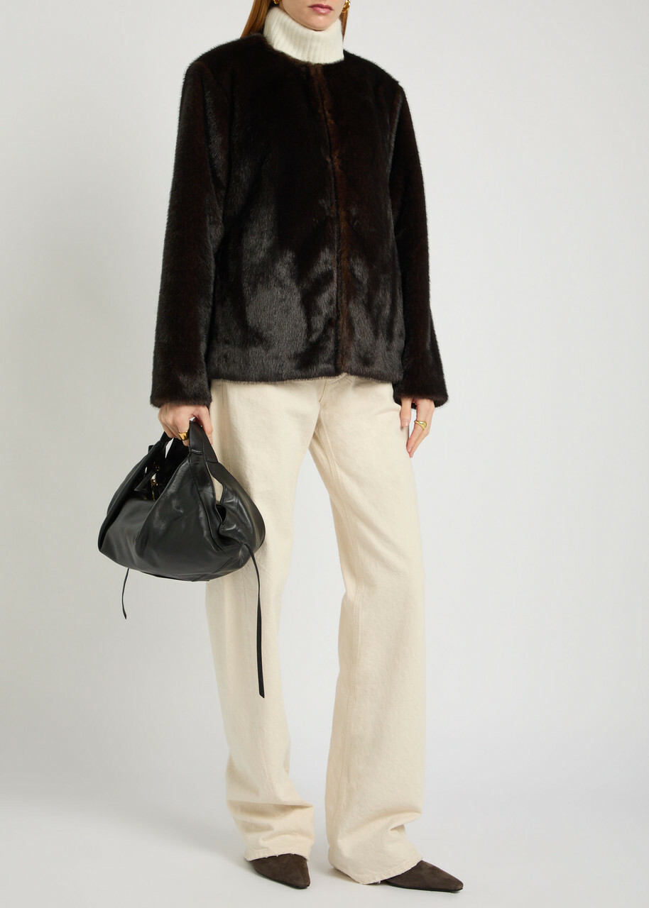 Veronica Beard Griselda Faux fur Jacket Dark Brown