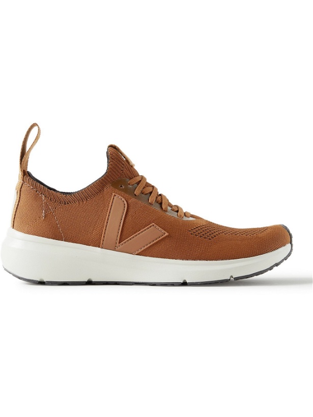 Photo: RICK OWENS - Veja Rubber-Trimmed Stretch-Knit Sneakers - Brown