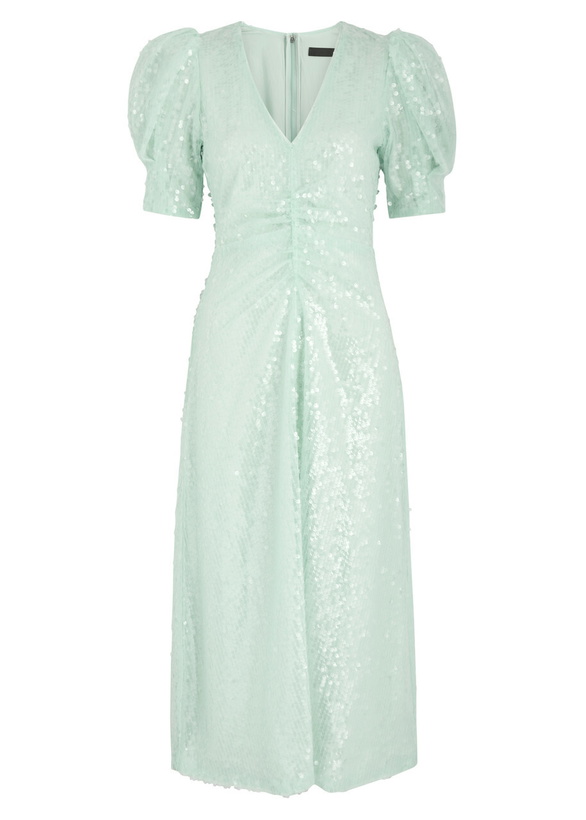 Photo: Rotate Birger Christensen Sequin-embellished Tulle Midi Dress Light Green
