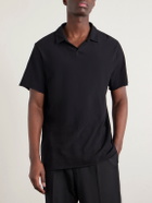 James Perse - Open-Collar Cotton-Jersey Polo Shirt - Black