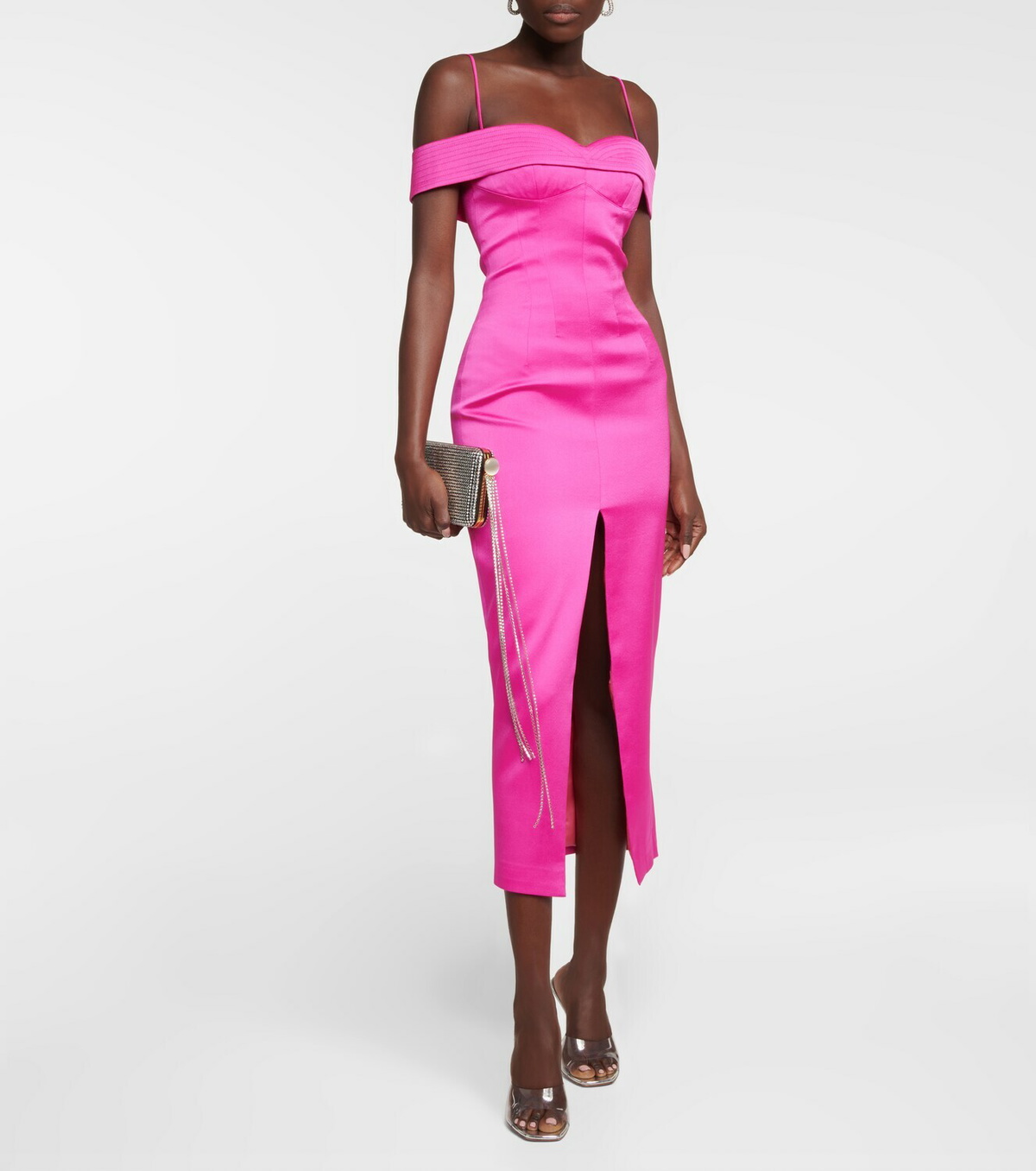 Rasario Off-shoulder satin midi dress Rasario Rasario Off-shoulder satin midi dress Rasario