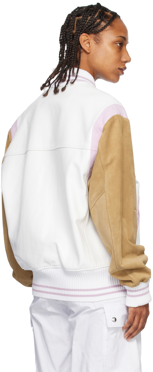HALFBOY White & Pink Paneled Bomber Jacket