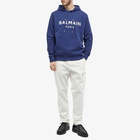 Balmain Men's Paris Logo Hoody in Blue/White