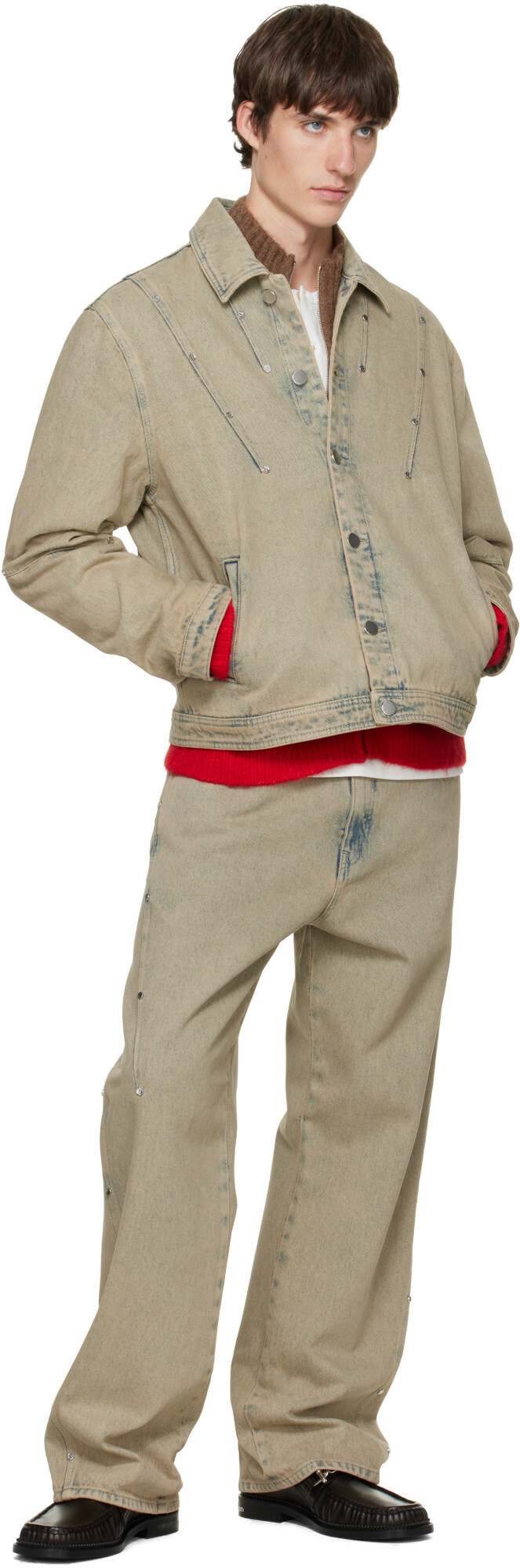 BLUEMARBLE Beige Darted Denim Trucker Jacket