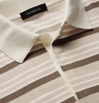 Ermenegildo Zegna - Striped Cotton and Silk-Blend Polo Shirt - Neutrals