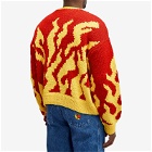 Sky High Farm Men's Flame Crew Neck Cardigan in Red